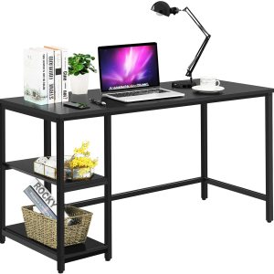 Tangkula Escritorio para computadora de oficina en casa con 2 estantes de almacenamiento, escritorio de estudio industrial, estación de trabajo, Tangkula Escritorio para computadora de oficina en casa con 2 estantes de almacenamiento, escritorio de estudio industrial, estación de trabajo,