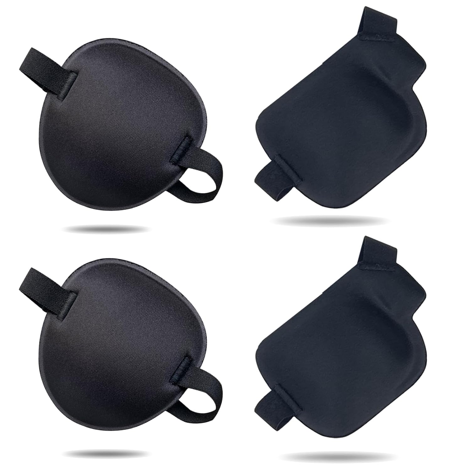 Paquete de 4 parches médicos ajustables para ojo derecho  Parches para ojos perezosos para adultos y niños, negro, 2 piezas de cada estilo