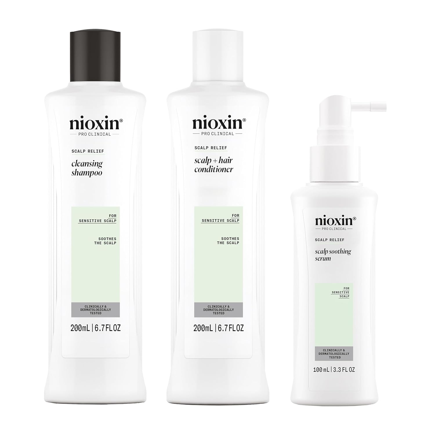 Nioxin Sistema de alivio del cuero cabelludo  Para cuero cabelludo sensible, seco y con picazón  Limpia, calma y engrosa el cabello  Sin parabenos