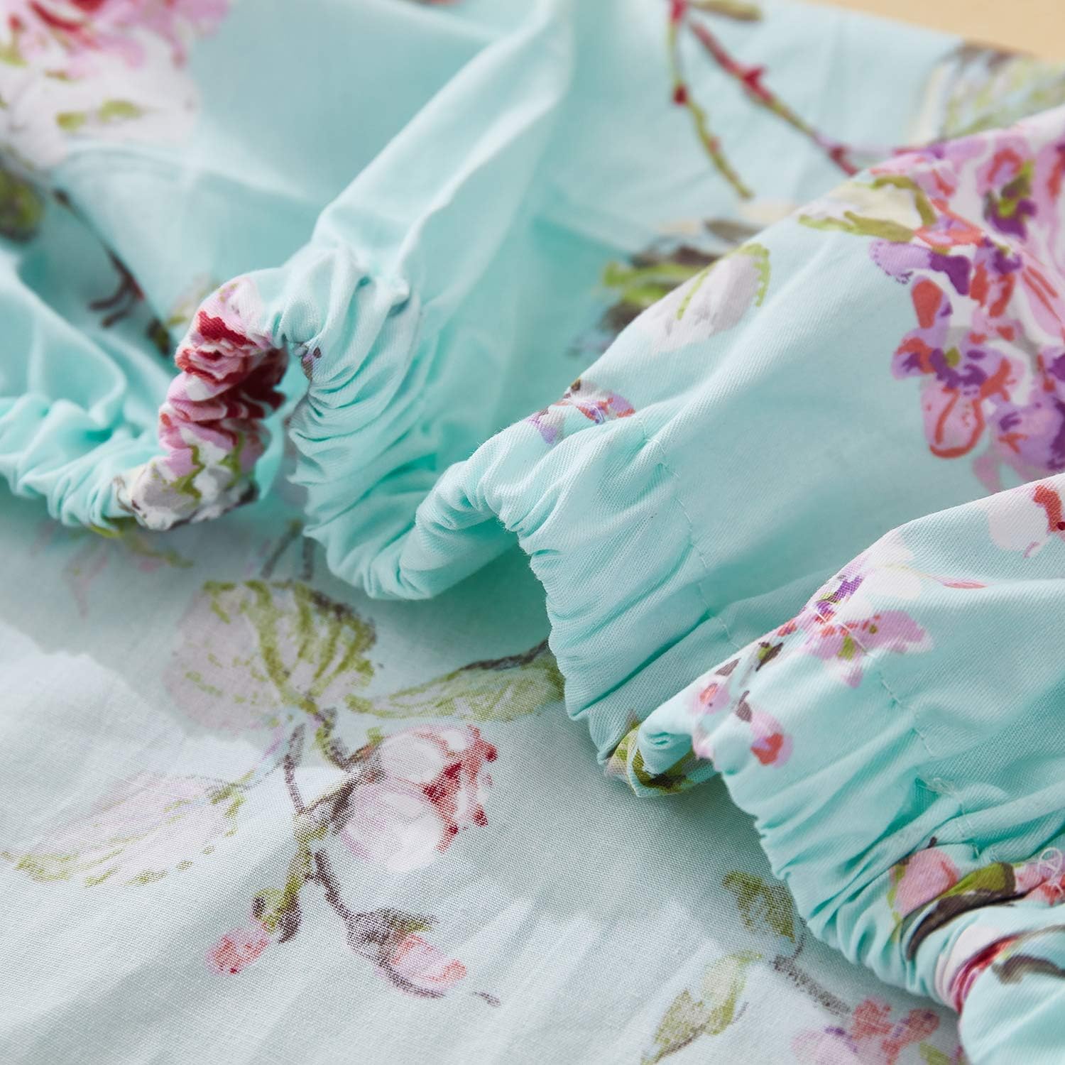 Brandream Juego de ropa de cama de cuna francesa para niñas, juego de guardería floral de 3 piezas, edredón de bebé con volantes, sábana de cuna,