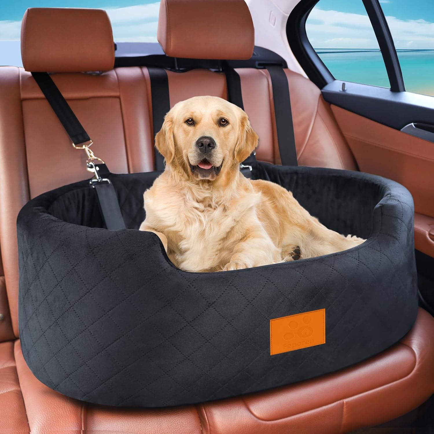 Asiento de automóvil para perros grandesmedianos, asiento de automóvil para mascotas para perros de menos de 55 libras o 2 perros pequeños, asiento