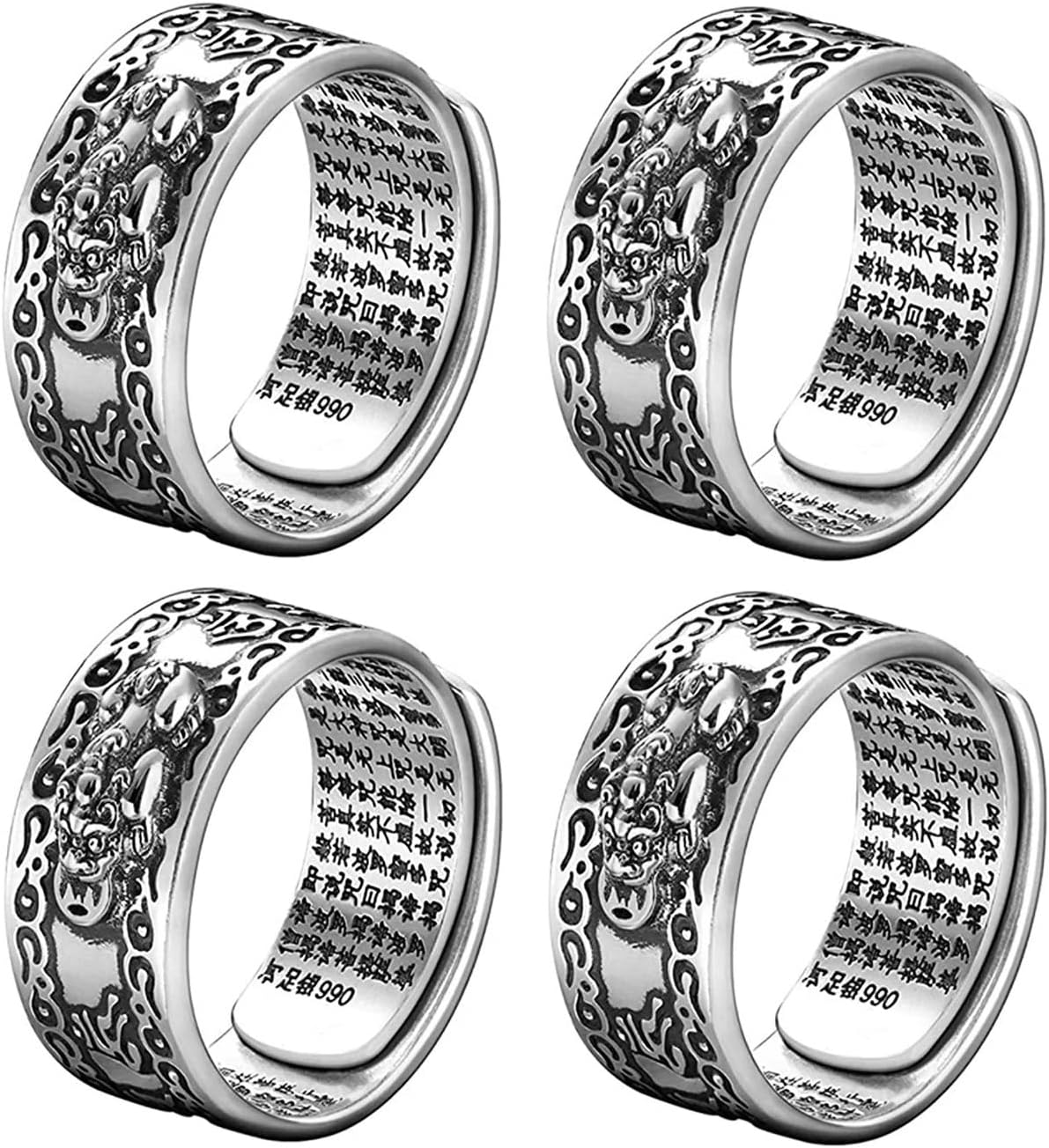 Anillo Feng Shui PiXiu, anillo de mantra Feng Shui PiXiu, anillo de sutra de corazón budista, anillo de Feng Shui para riqueza y protección, amuleto