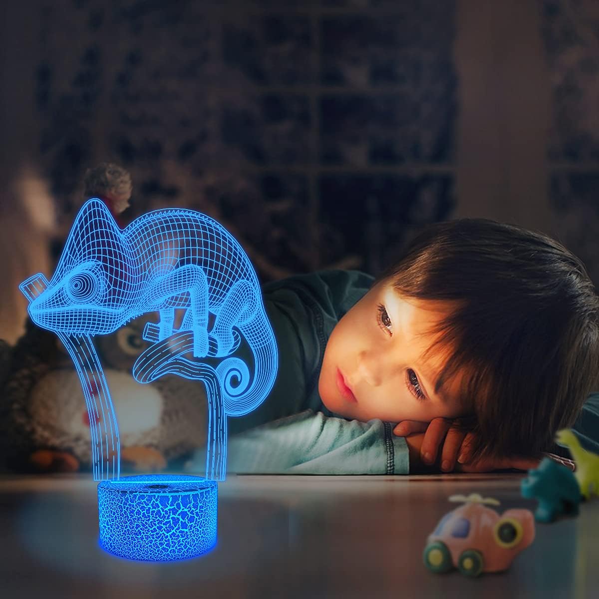 FULLOSUN Camaleón – Lámpara LED de proyección de lagarto 3D, luz nocturna para habitación de bebé, decoración del hogar, regalos de cumpleaños de