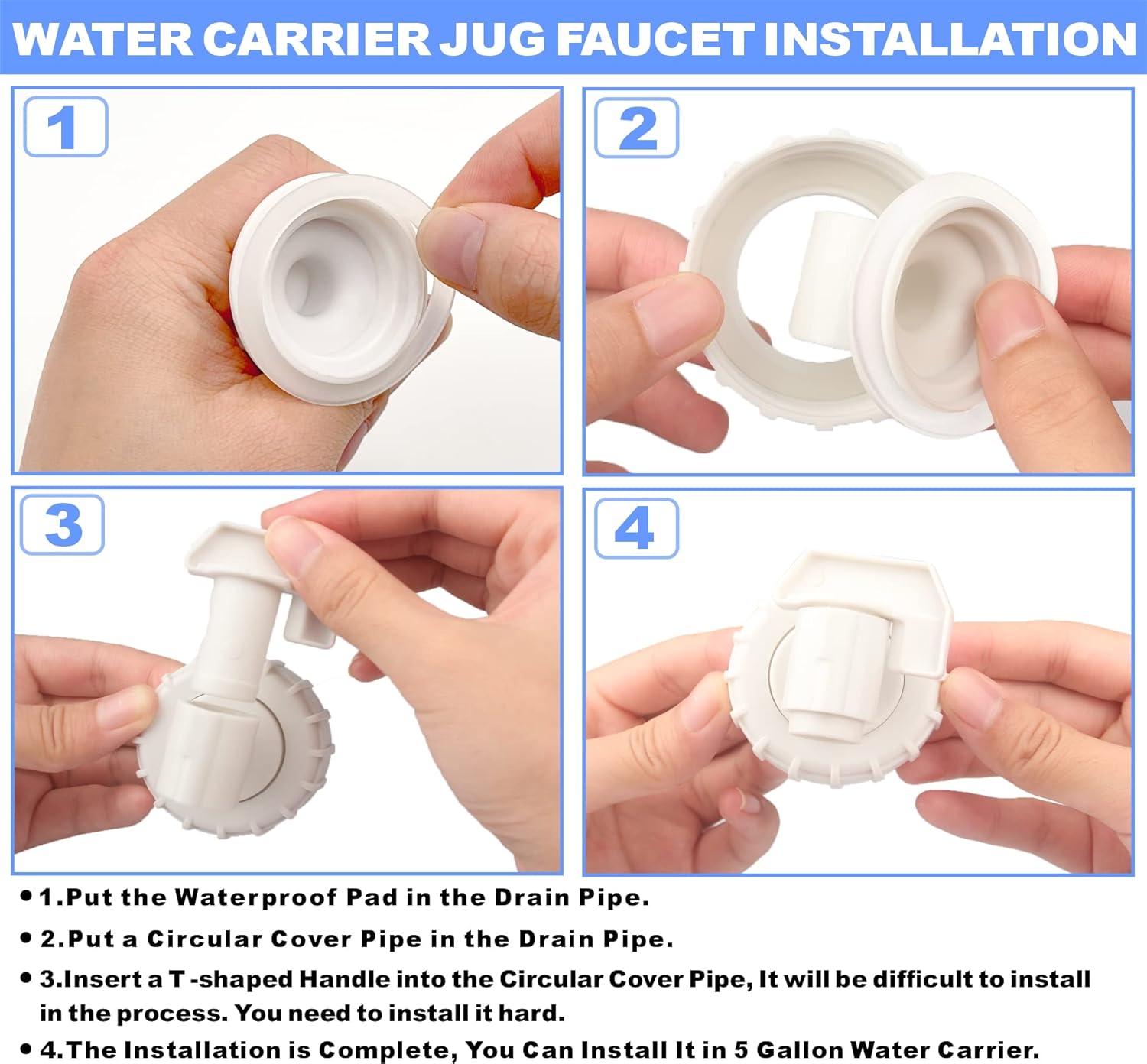 Grifo para jarra de agua de 5 galones, kit de montaje de grifo de repuesto para jarra de agua. Compatible con Coleman de 5 galones modelo 5620 azul