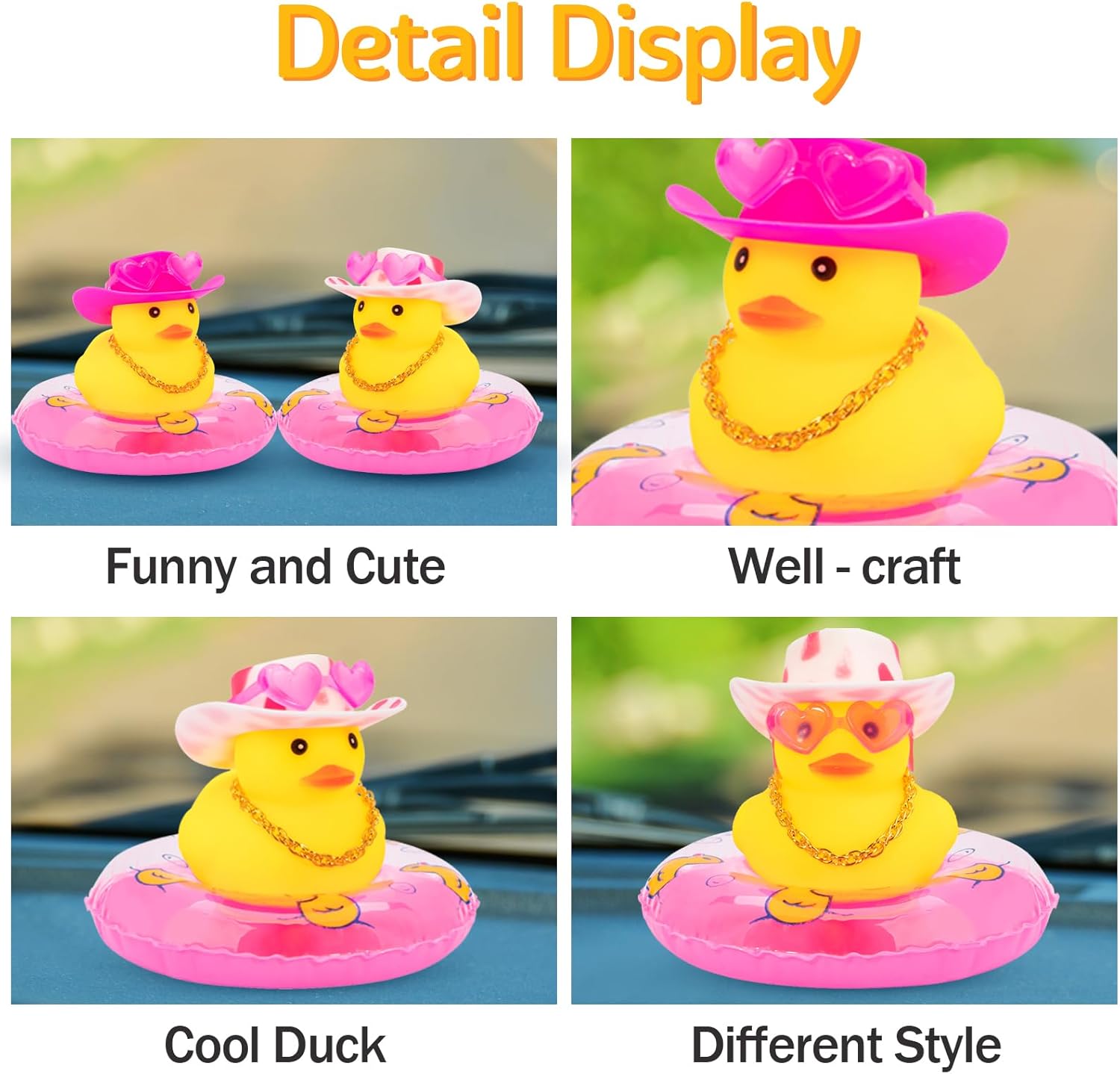 wonuu 2 piezas de adornos para tablero de instrumentos de automóvil, patos amarillos, pato de goma para decoración de automóvil, accesorios con