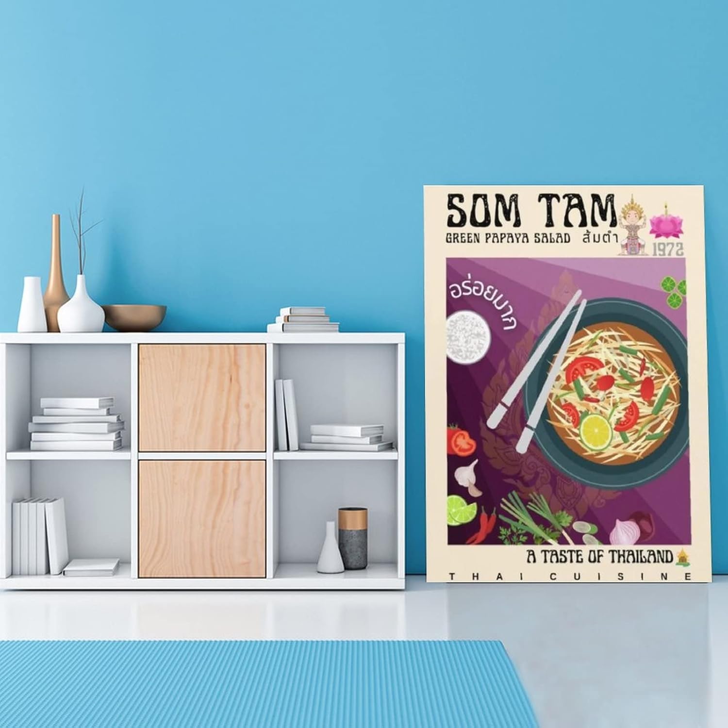 Póster vintage de comida tailandesa, póster de Som Tam, póster de cocina moderna Art Deco, pintura en lienzo, pósteres e impresiones artísticas de