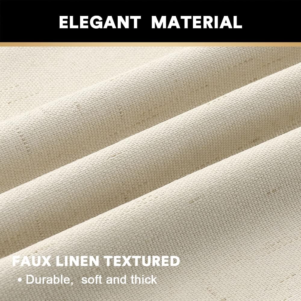 PrinceDeco Cortinas 100% opacas para dormitoriosala de estar, cortinas opacas de lino de 96 pulgadas de largo, cortinas de tratamiento de ventana de