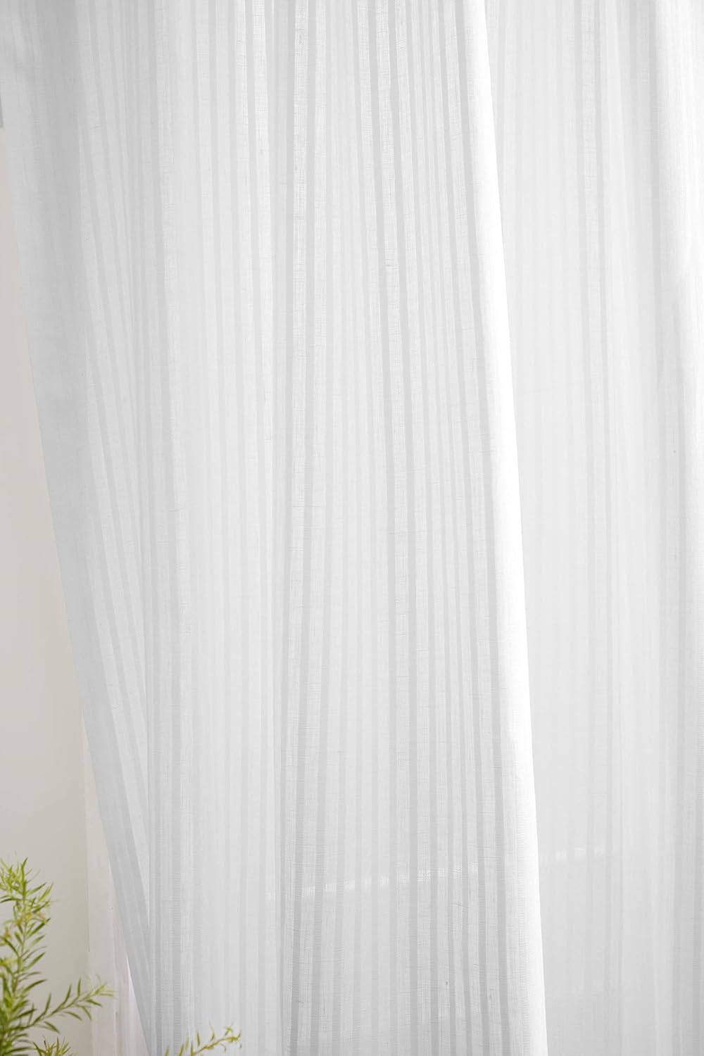 Solino Home Zoe – Cortina transparente de lino, 52 x 84 pulgadas, color blanco Liana, con bolsillo para barra, cortina de lino de algodón para sala