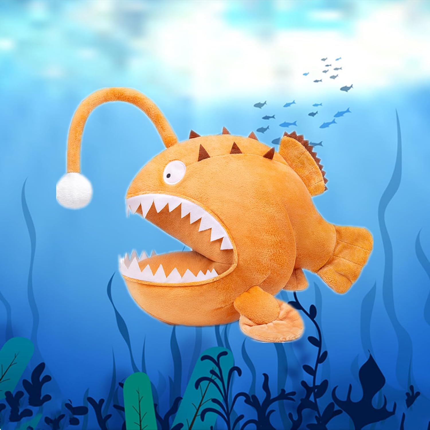 BABY FRANKIEZHOU Juguete de peluche de pez pescador simulado, muñeca de pez pescador animal de océano para regalo de niños, decoración del hogar,