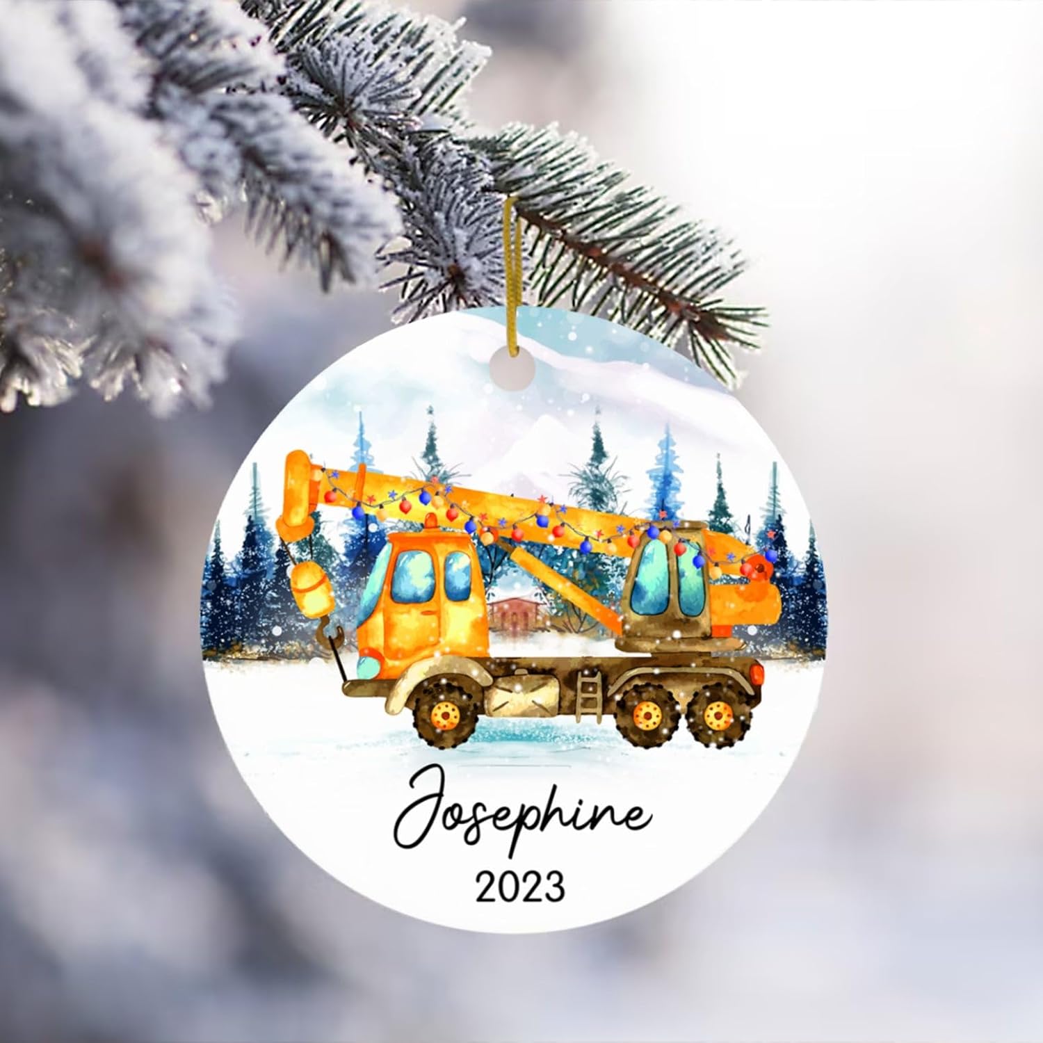 Adorno de Navidad de camión grúa, adorno de Navidad de camión 2024, adornos personalizados para niños, adorno de camión grúa, regalos de Navidad