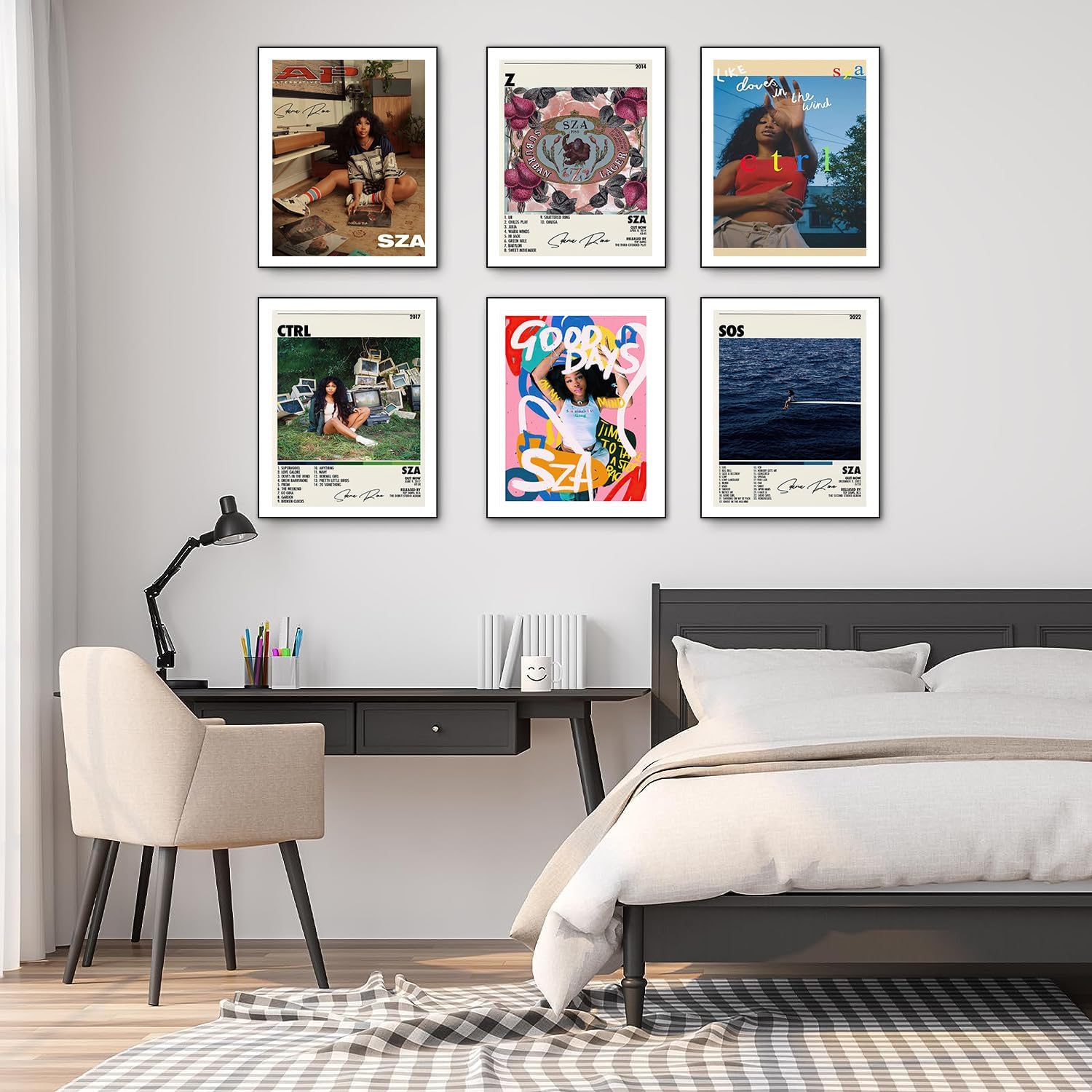 Sza – Póster de música en lienzo para pared, portada de álbum, firmado, limitado, juego de 6 pósteres estéticos retro para decoración de dormitorio,