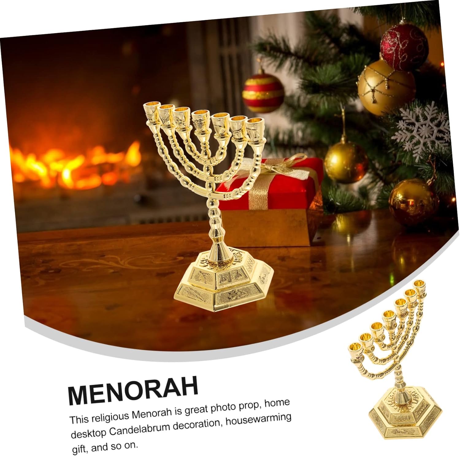 IMIKEYA 7 decoraciones de mesa, decoración de mesa de comedor, decoración de mesa de comedor, menorá de siete ramas, 12 tribus de Israel, portavelas