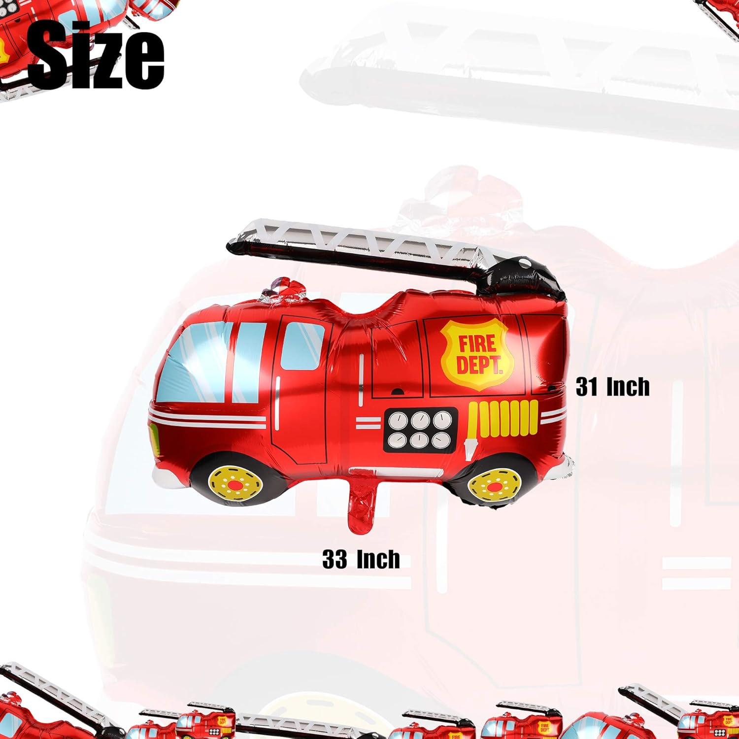 2 piezas Jumbo Camión de Bomberos Foil Mylar Globo Helio Grande Fiesta Cumpleaños Decoración Suministros Rojo