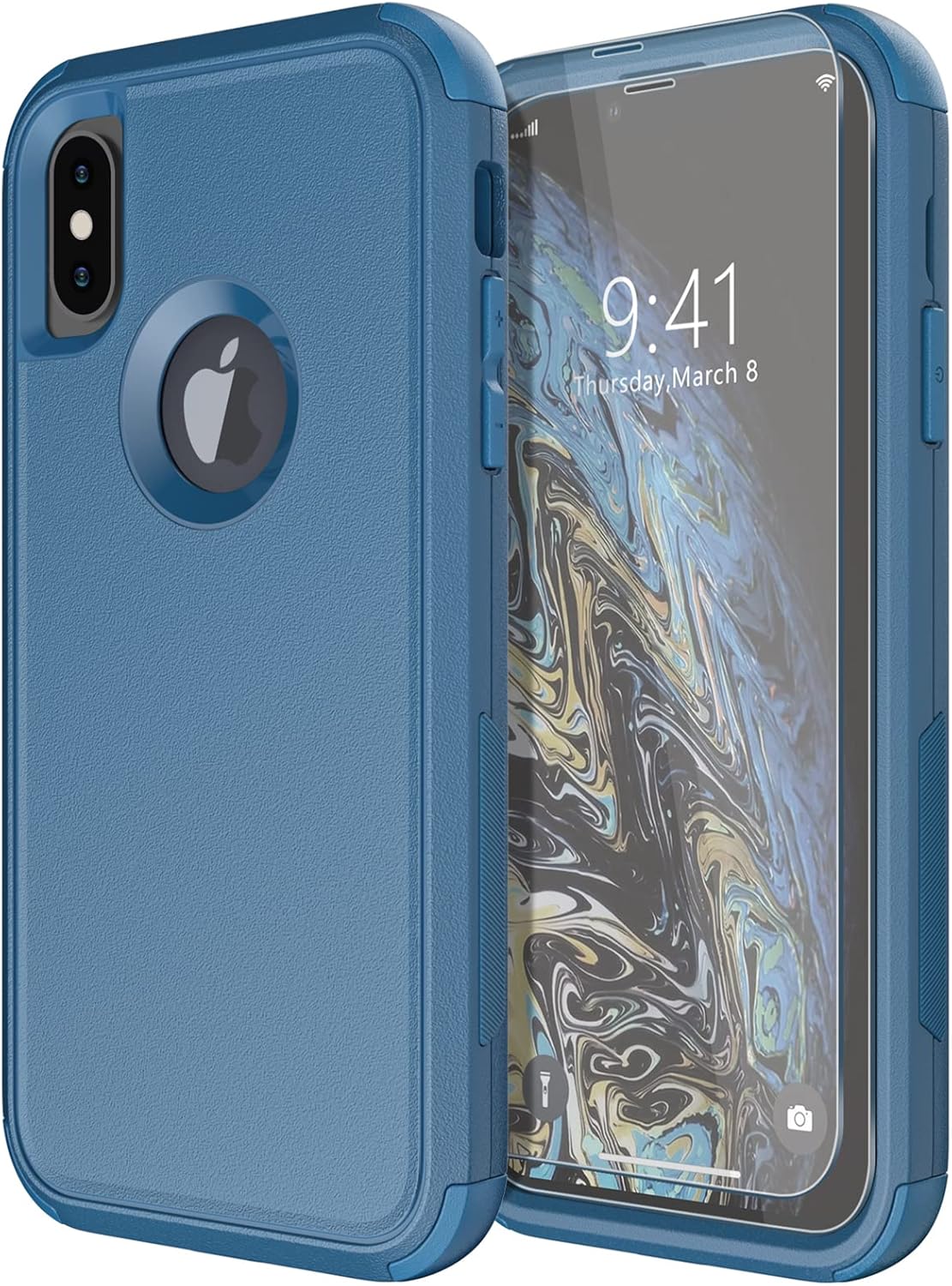 Diverbox Funda para iPhone XiPhone Xs a prueba de golpes a prueba de caídas Protector de pantalla de vidrio templado Funda de protección resistente