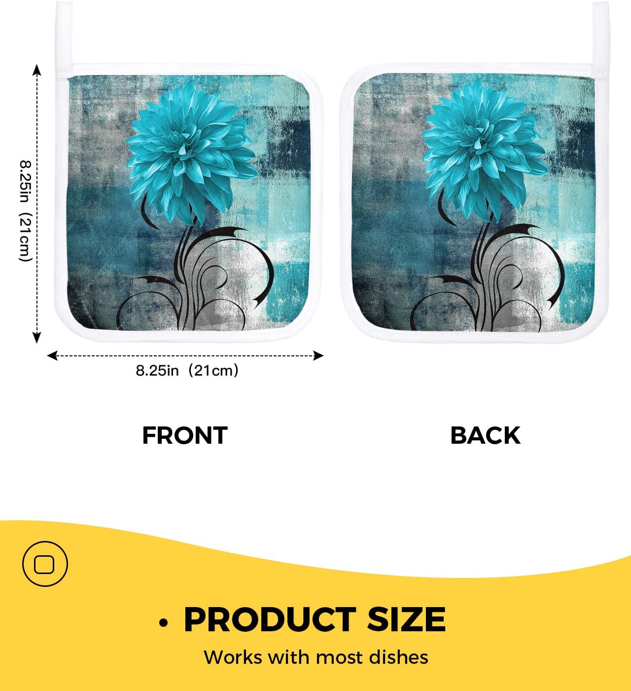 Paquete de 2 soportes para ollas para cocina, azul y verde, degradado, turquesa, dalia, floral, a prueba de calor, almohadillas calientes,