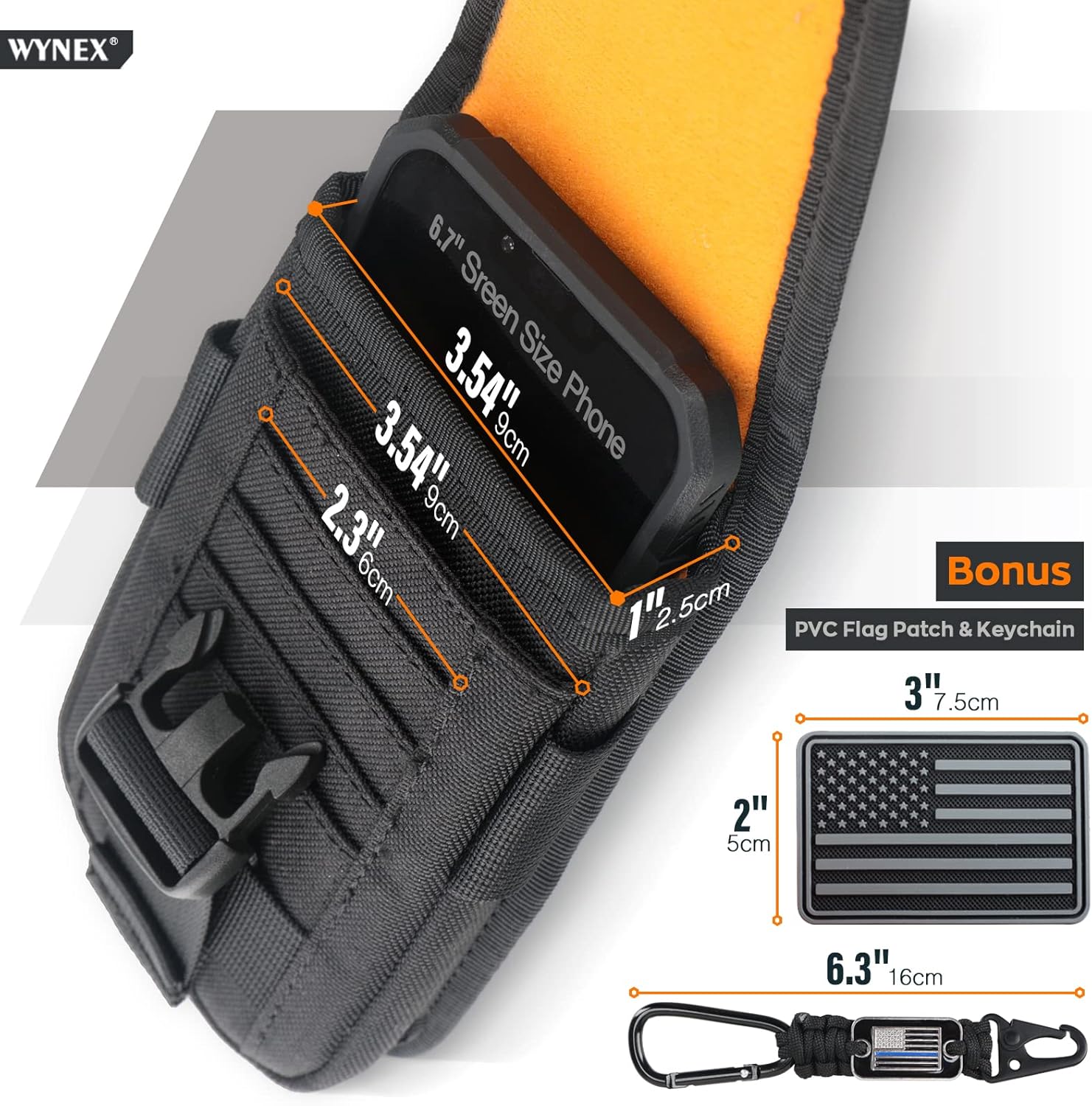 WYNEX Funda táctica Molle para teléfono con hebilla de brújula, funda táctica para teléfono celular, bolsa universal para cinturón para IP 151413