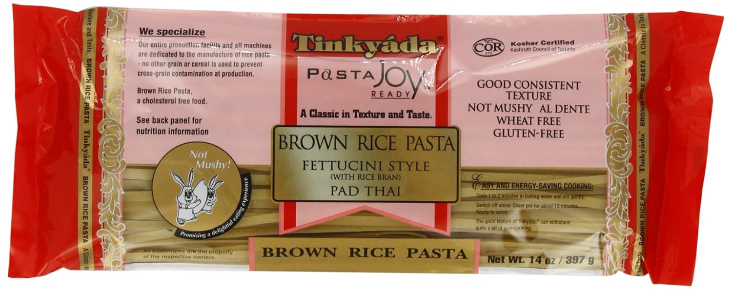 Tinkyada Fettucini de arroz integral sin gluten, 14 onzas (paquete de 6)
