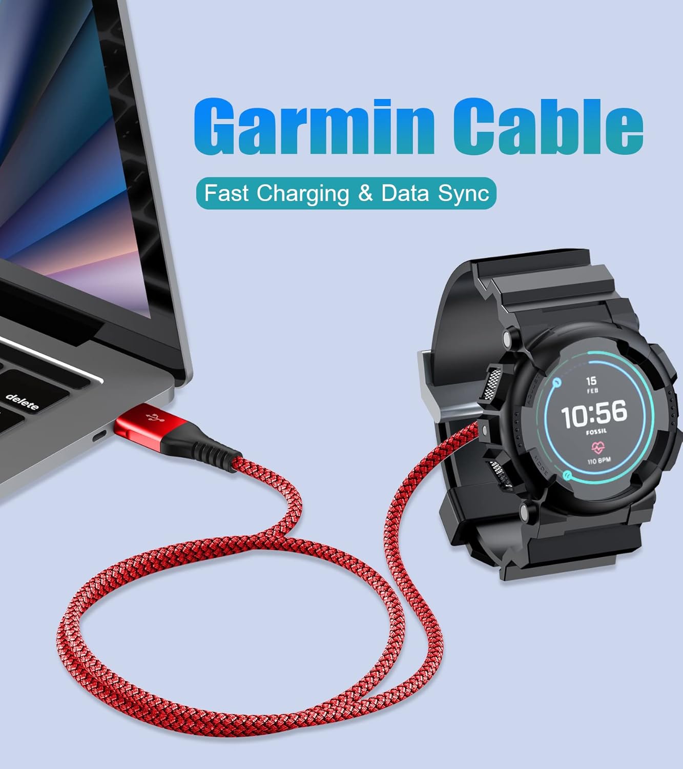 sweguard Cable de carga Garmin Watch de 4 pies compatible con Garmin Fenix 5 5S 5X 6 6S 6X Plus Pro 7 7S 7X, Forerunner 945 45 45S 245 Music,