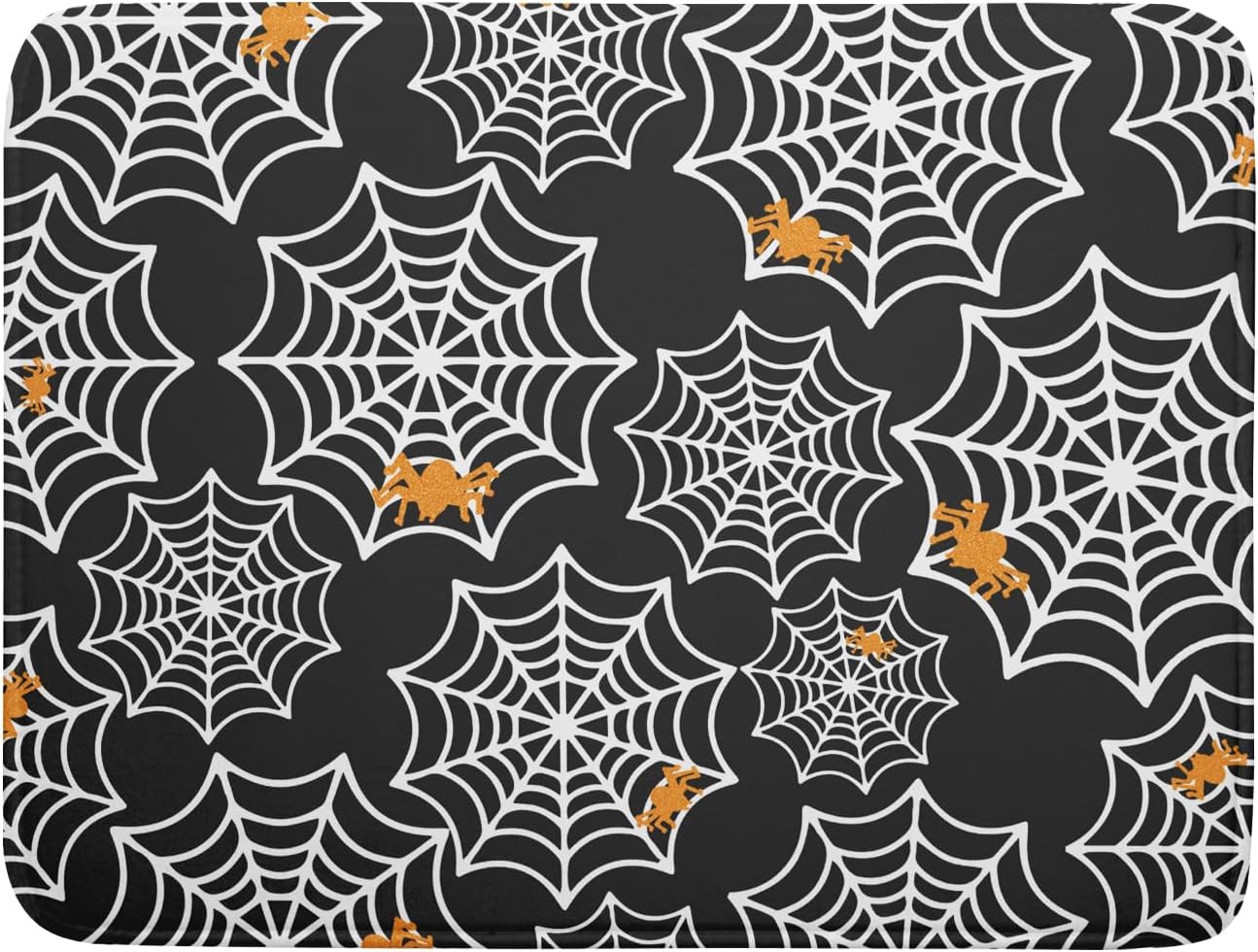 Tapete de secado de Halloween para encimera de cocina, de 18 x 24 pulgadas, tapete de secado de microfibra grande de telaraña espeluznante de