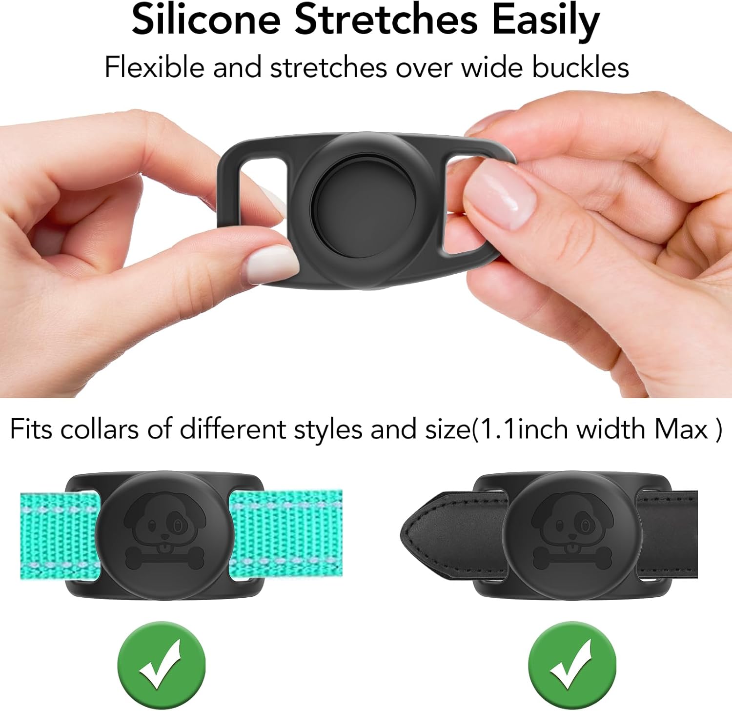 Compatible con AirTag – Soporte para collar de perro, paquete de 4 unidades, resistente al agua, IP68, soporte de silicona AirTags para collar de