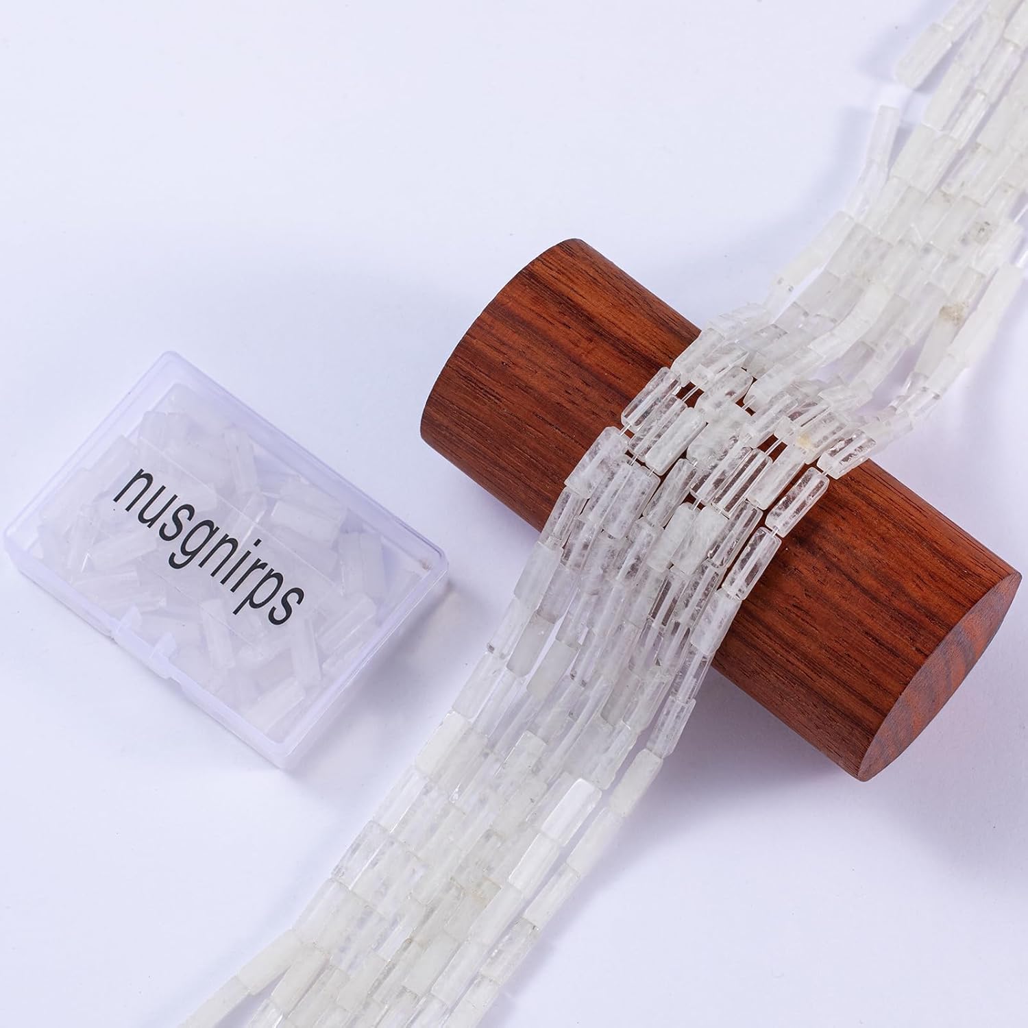 Cuentas de tubo rectangular de cristal blanco natural, 0.157×0.512 in, 15.0 instr sueltas semi piedras preciosas para hacer pulseras, collares,