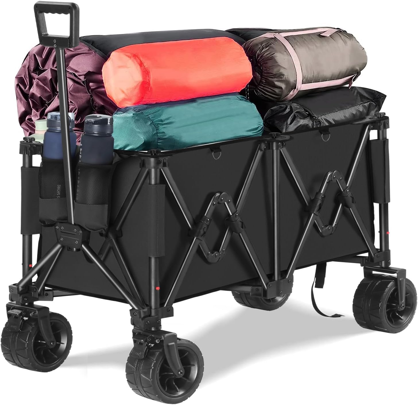 OMNISAFE Carrito plegable para exteriores, 150 L grande y capacidad de carga de 400 libras, carrito de jardín plegable resistente con bolsillos