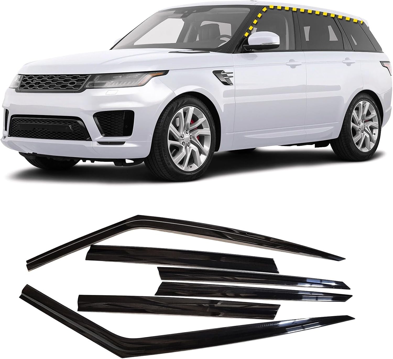 Northern Prime – Deflectores de viento y viserasprotectores de lluvia compatibles con Land Rover Range Rover Sport 2014-2022_Black_Tape-On Style (6