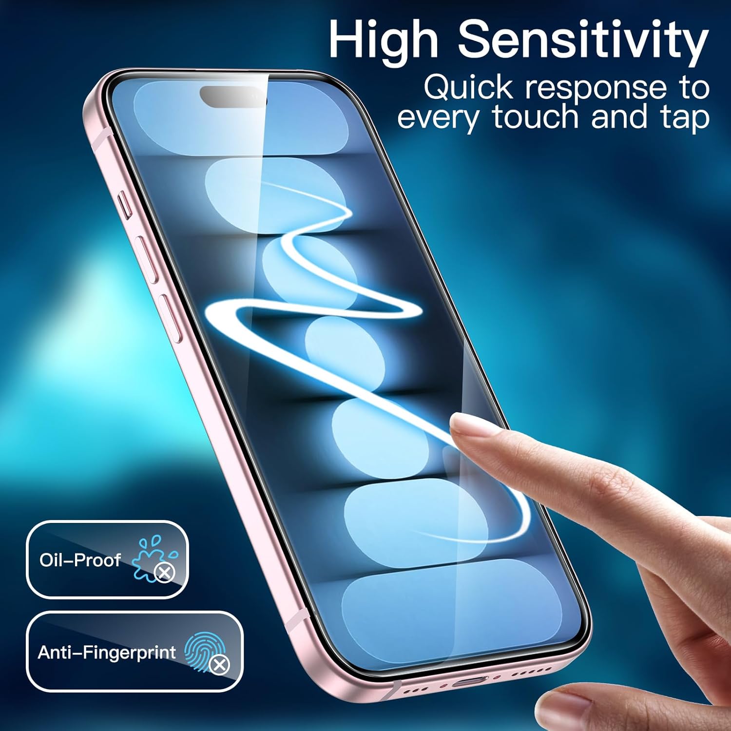JETech Protector de pantalla para iPhone 15 de 6.1 pulgadas con protector de lente de cámara, herramienta de fácil instalación, película de vidrio