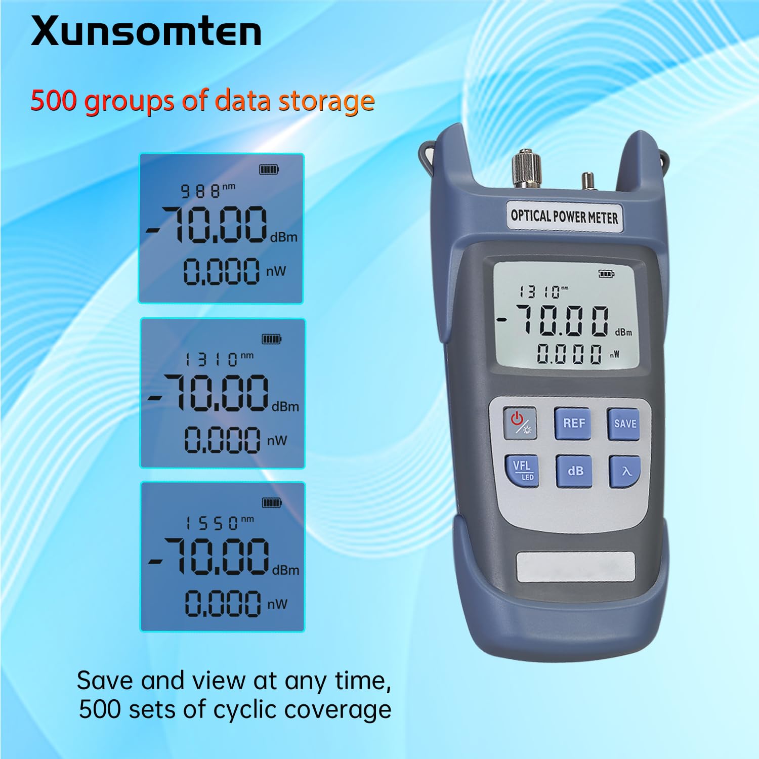 Xunsomten – Probador de fibra óptica 3 en 1 función Medidor de potencia óptica portátil (FCSCST) y localizador de fallas visuales VFL de 10 mw e