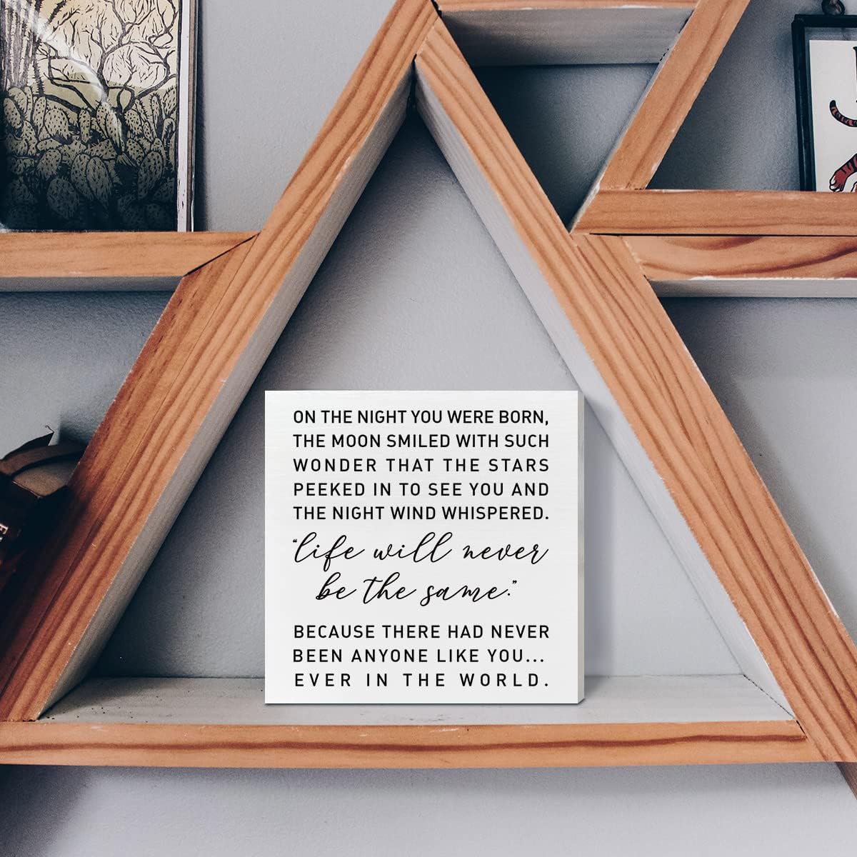Decoración de madera para escritorio de guardería, en la noche que fuiste nacido, decoración de guardería, decoración neutra para recién nacidos,