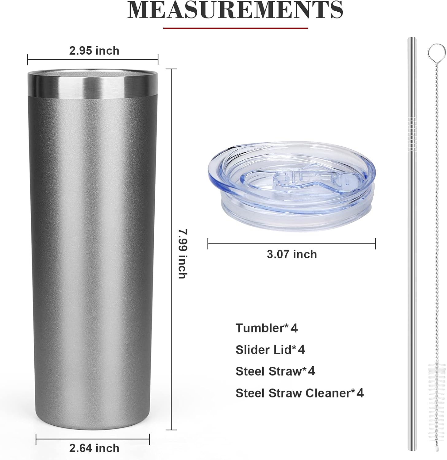 Vasos delgados de 20 onzas con tapa y popote, vaso de acero inoxidable aislado al vacío, taza de café de doble pared a prueba de fugas, vaso térmico