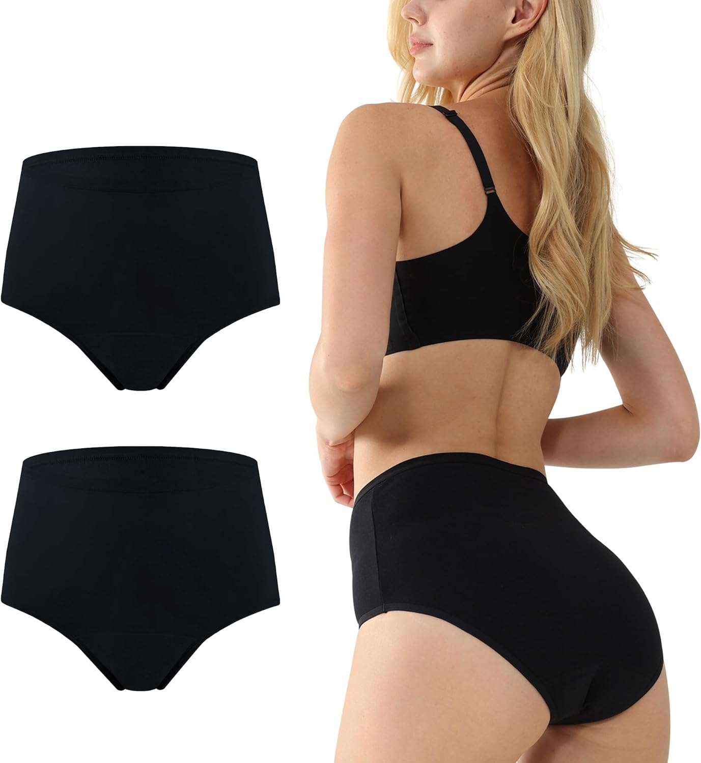 Ropa interior para mujer para incontinencia, ropa interior lavable a prueba de fugas de algodón de orina de cintura alta, bragas absorbentes de 1.7