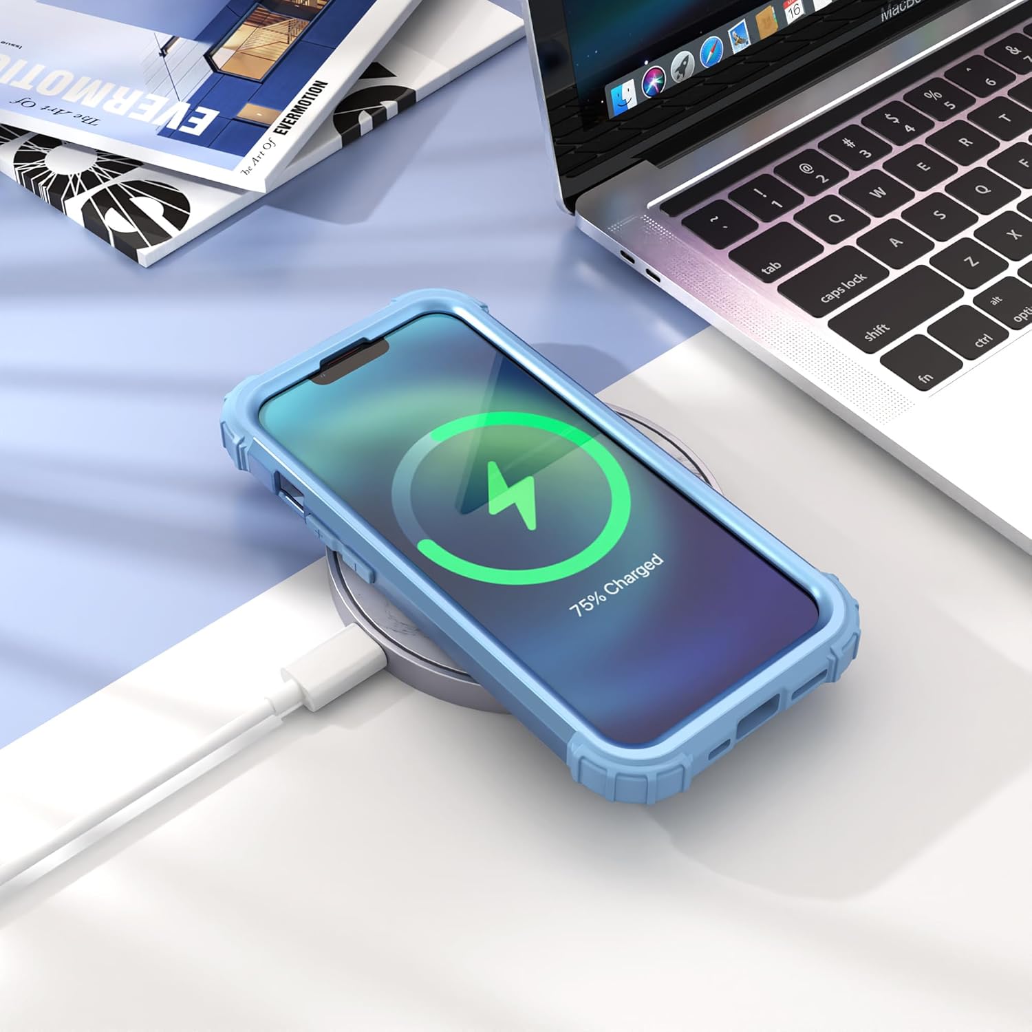 IDweel Funda para iPhone 15 con protector de pantalla de vidrio templado, 3 en 1, a prueba de golpes, delgada, híbrida, resistente, cubierta de