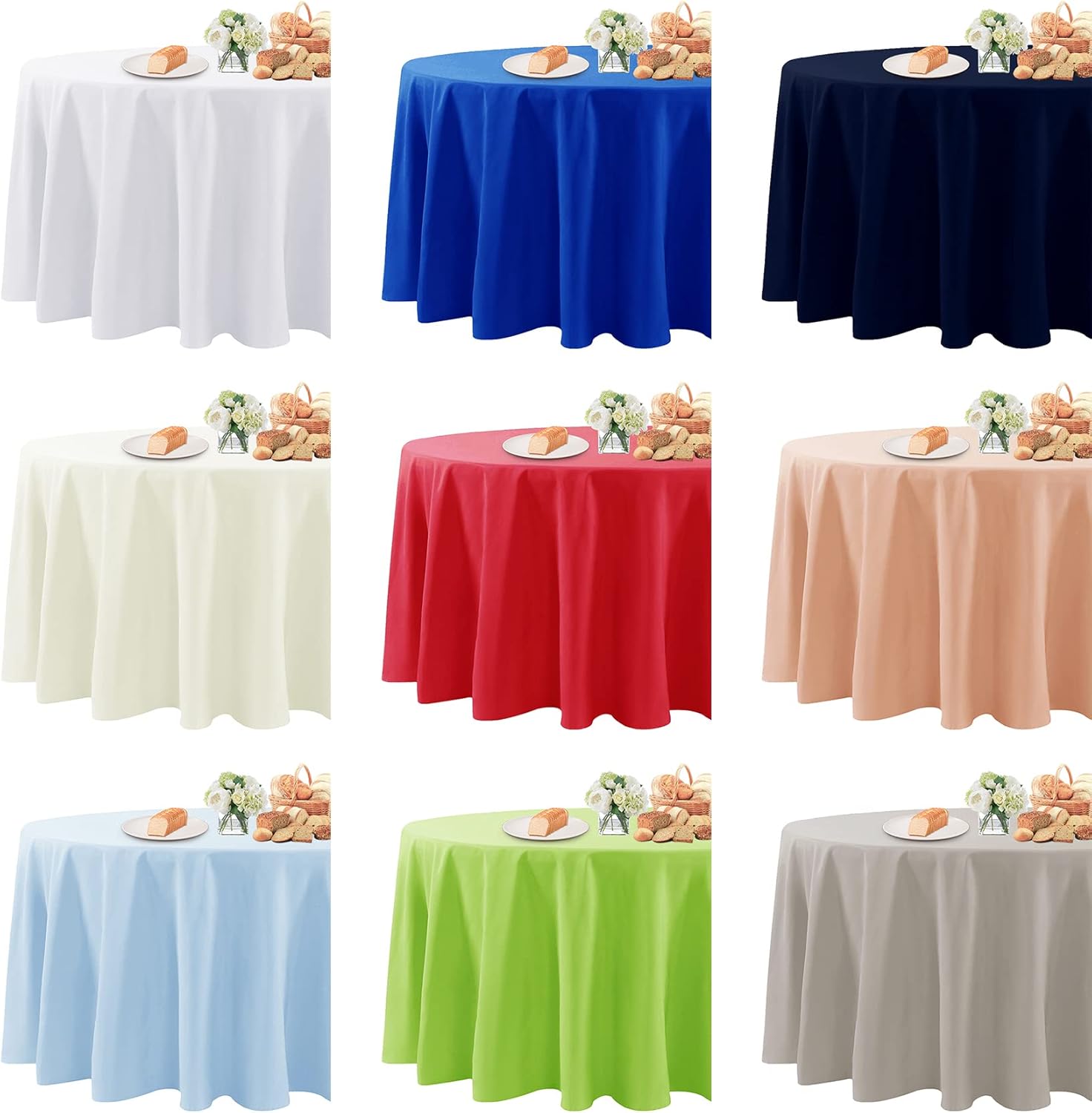 Paquete de 2 manteles redondos impermeables, 120 pulgadas, resistentes a las manchas y a las arrugas, mantel de tela para cocina, comedor, boda,