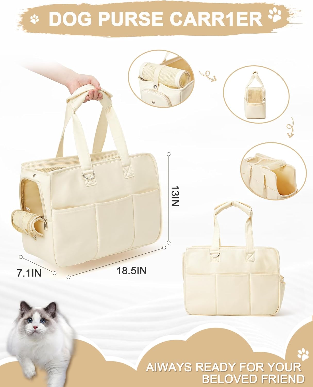 Bolsa transportadora para perros con capacidad para hasta 20 libras, bolsa de algodón con lados suaves, transportadores de perros y gatos para gatos