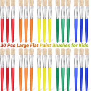 anezus – Juego de 30 pinceles de pintura con puntas planas, para niños pequeños, juego de pinceles de pintura para maestros de preescolar para anezus – Juego de 30 pinceles de pintura con puntas planas, para niños pequeños, juego de pinceles de pintura para maestros de preescolar para