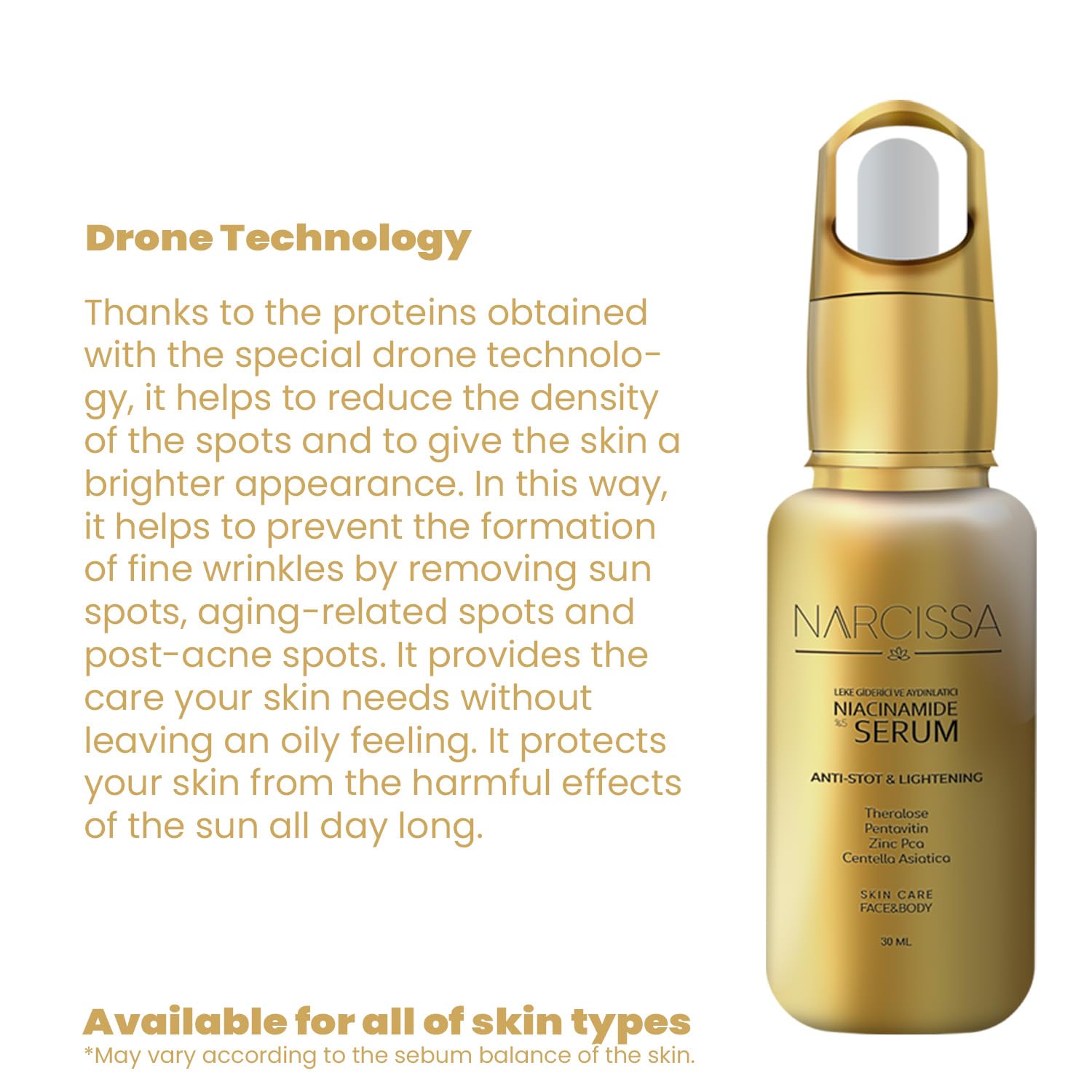 Corrector de imperfecciones, tono de piel por la noche y suero iluminador para el cuidado de la piel – Niacinamida 5% – Antienvejecimiento – Puntos