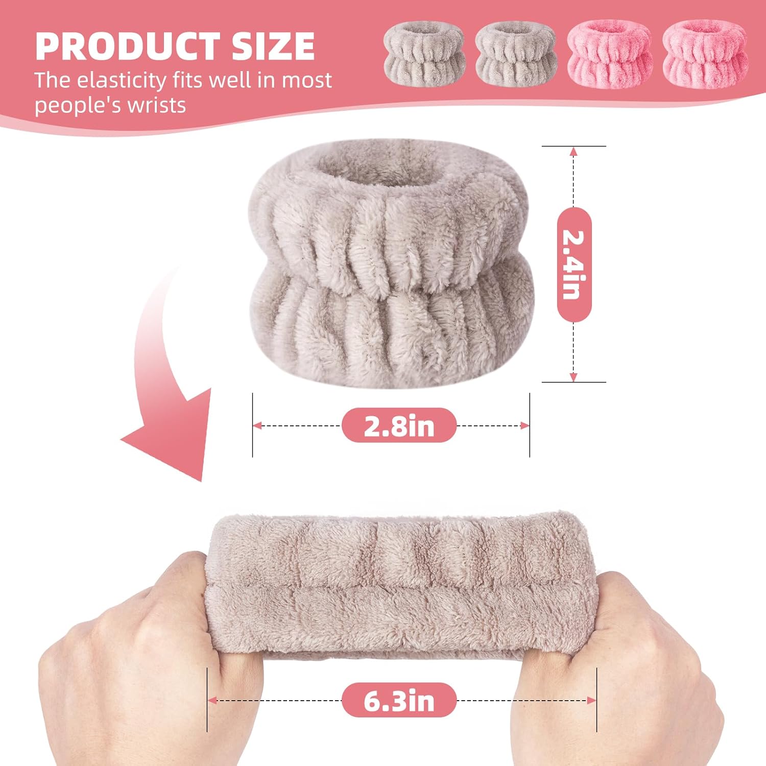 Toallas de muñeca ultra absorbentes y duraderas para lavar la cara, pulseras de lavado de cara para mujeres y niñas, bandas de muñeca para lavar la