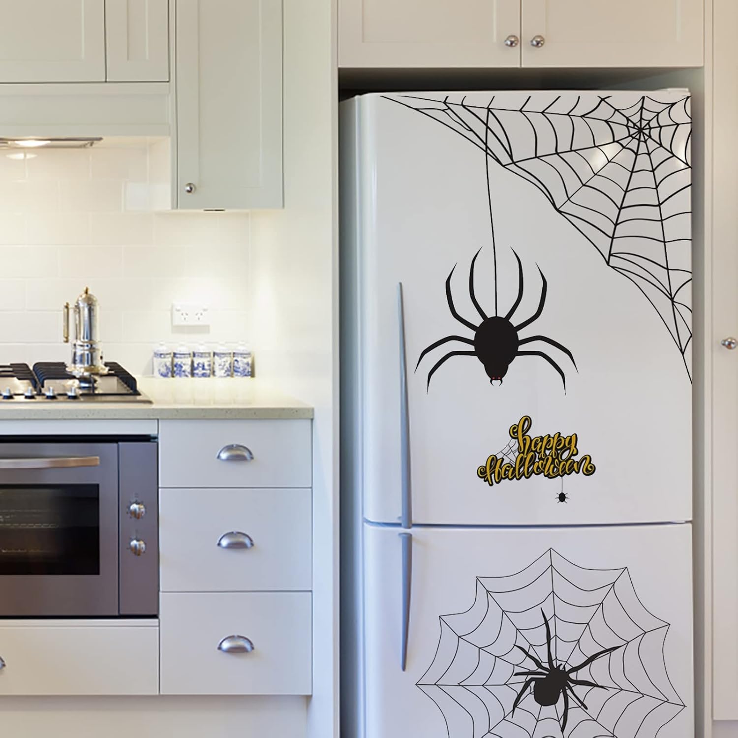 Adhesivos de pared de Halloween, diseño de telaraña, decoración decorativa para ventana, casa embrujada, decoración de fiesta, arte de pared de PVC,