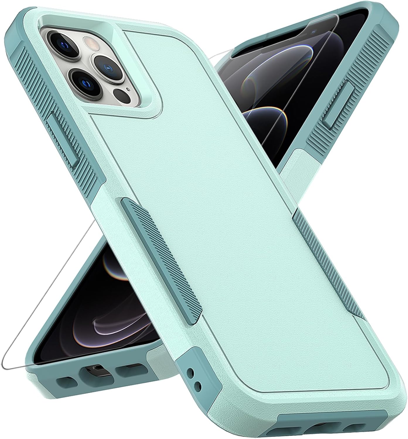 Funda para iPhone 12  iPhone 12 PRO funda protectora de doble capa resistente para teléfono celular, a prueba de golpes, resistente, con protector