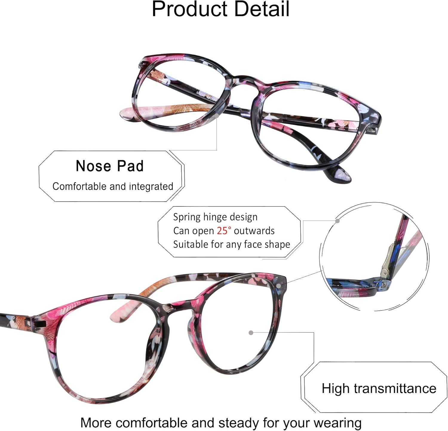 Lentes de lectura bifocales con bloqueo de luz azul, lector bifocal para mujer, marco ovalado con bisagra de resorte (+0.50+3.00 de aumento)