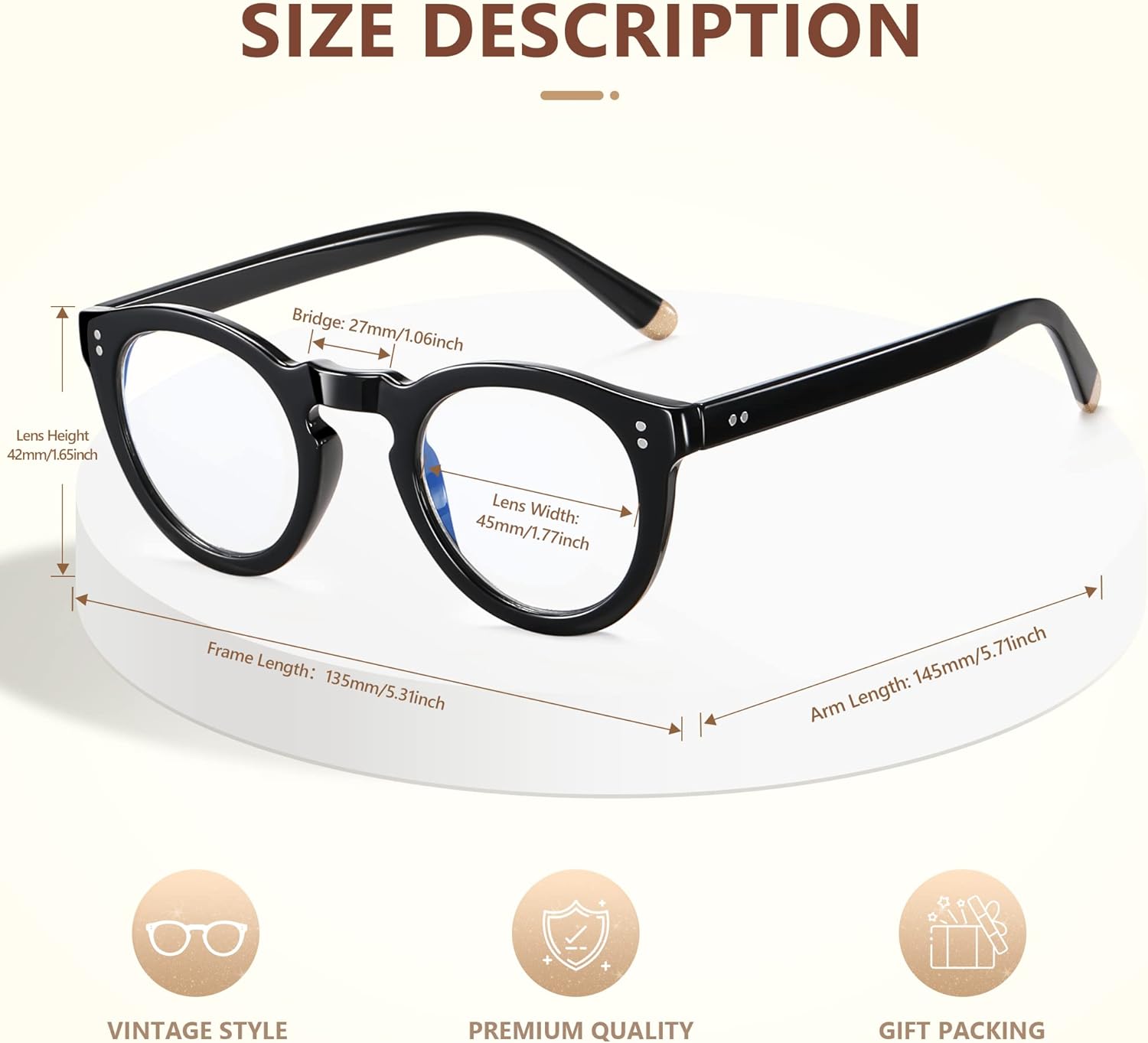 EASY READ Lentes de lectura redondos retro con bloqueo de luz azul para mujer, anti rayos UV, lentes de computadora para mujer