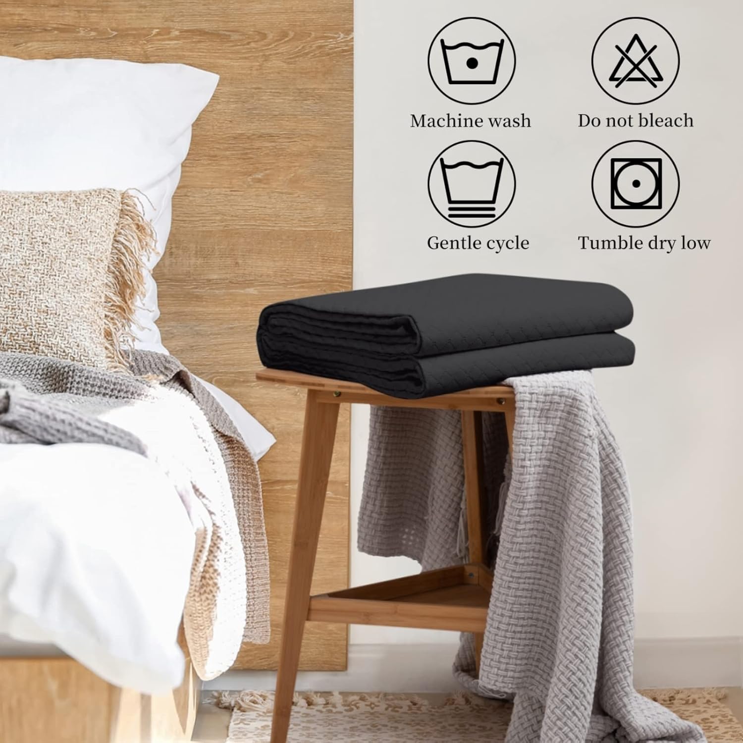 HollyHOME – Colcha de cama acolchada pinsonic con diseño de cuadros súper suave, para cama individual