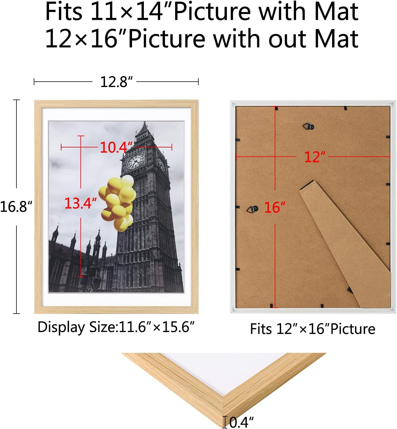 Juego de 6 marcos de fotos de 12 x 16 pulgadas con plexiglás, imágenes de 11 x 14 pulgadas con paspartú o de 12 x 16 pulgadas sin paspartú para mesa