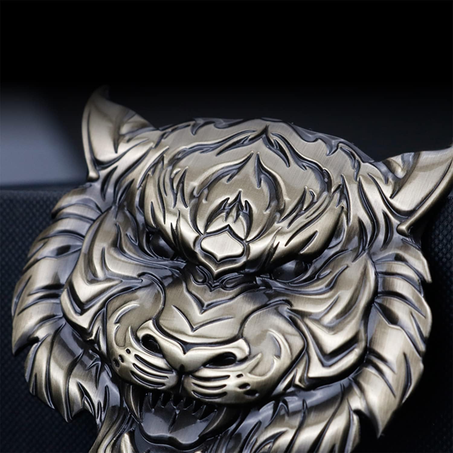 Emblema de metal de cara de tigre, emblema de automóvil, decoración de animales 3D, calcomanía de metal para automóvil, calcomanía de decoración