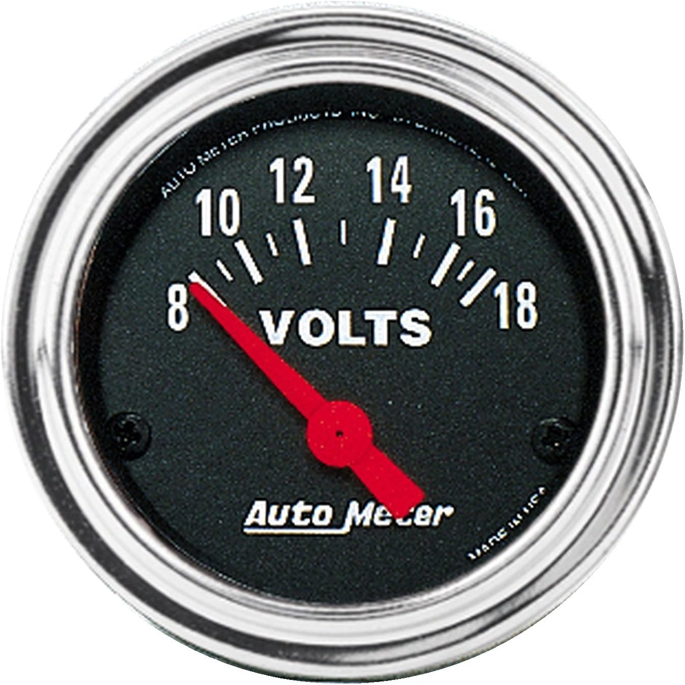 AUTO METER 2592 Voltímetro eléctrico cromado tradicional de 2.3125 pulgadas.