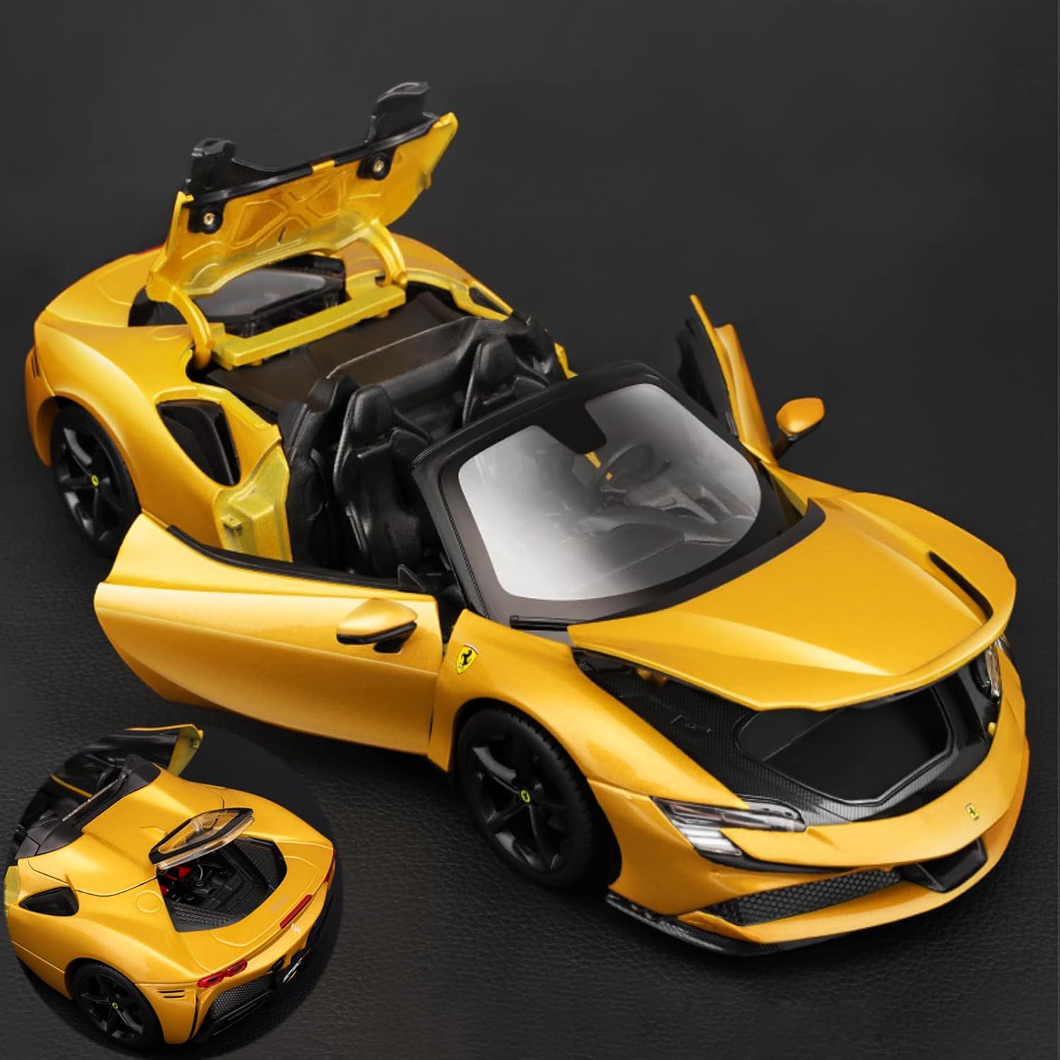 118 Bburago 2022 SF90 Spider Coche de simulación convertible Vehículos fundidos a presión estática Modelo coleccionable Juguetes de coche