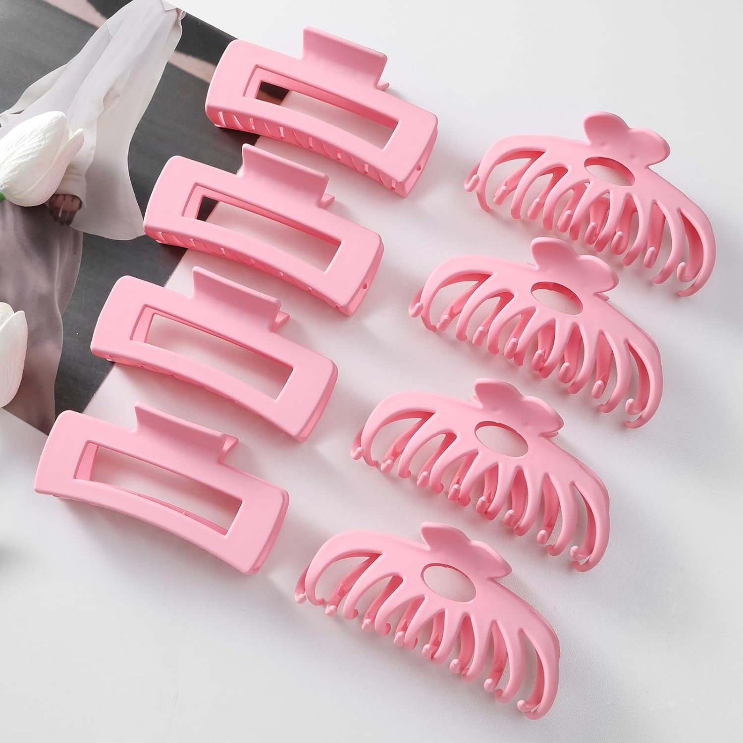 LuSeren Pinzas para el cabello para mujer, pinzas de pelo grandes de 4.3 pulgadas para mujer, cabello fino y rizado, clips de plátano mate grandes,