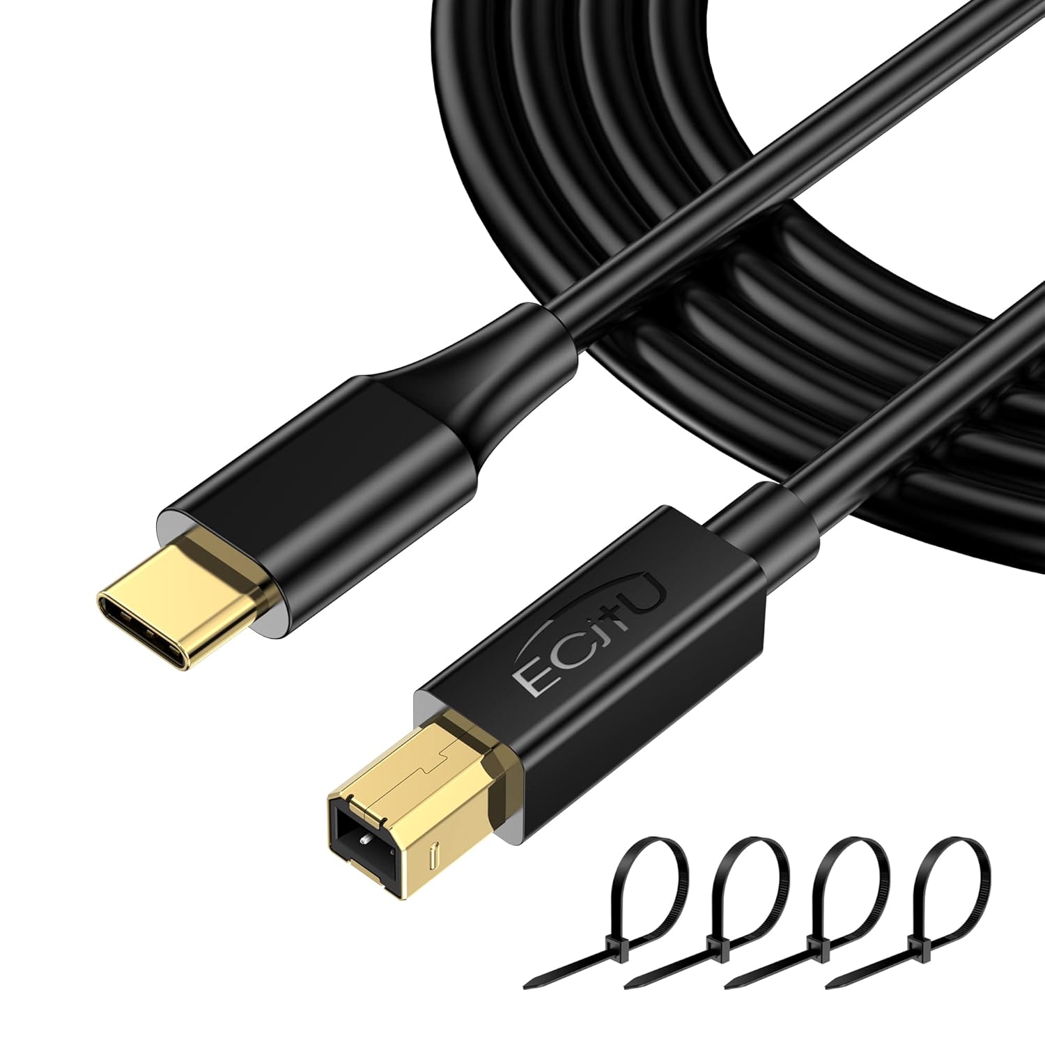 Cable de impresora USB C de 30 pies (paquete de 1), cable de impresora tipo C, USB 2.0 B macho a macho C, cable de repuesto para teclados,