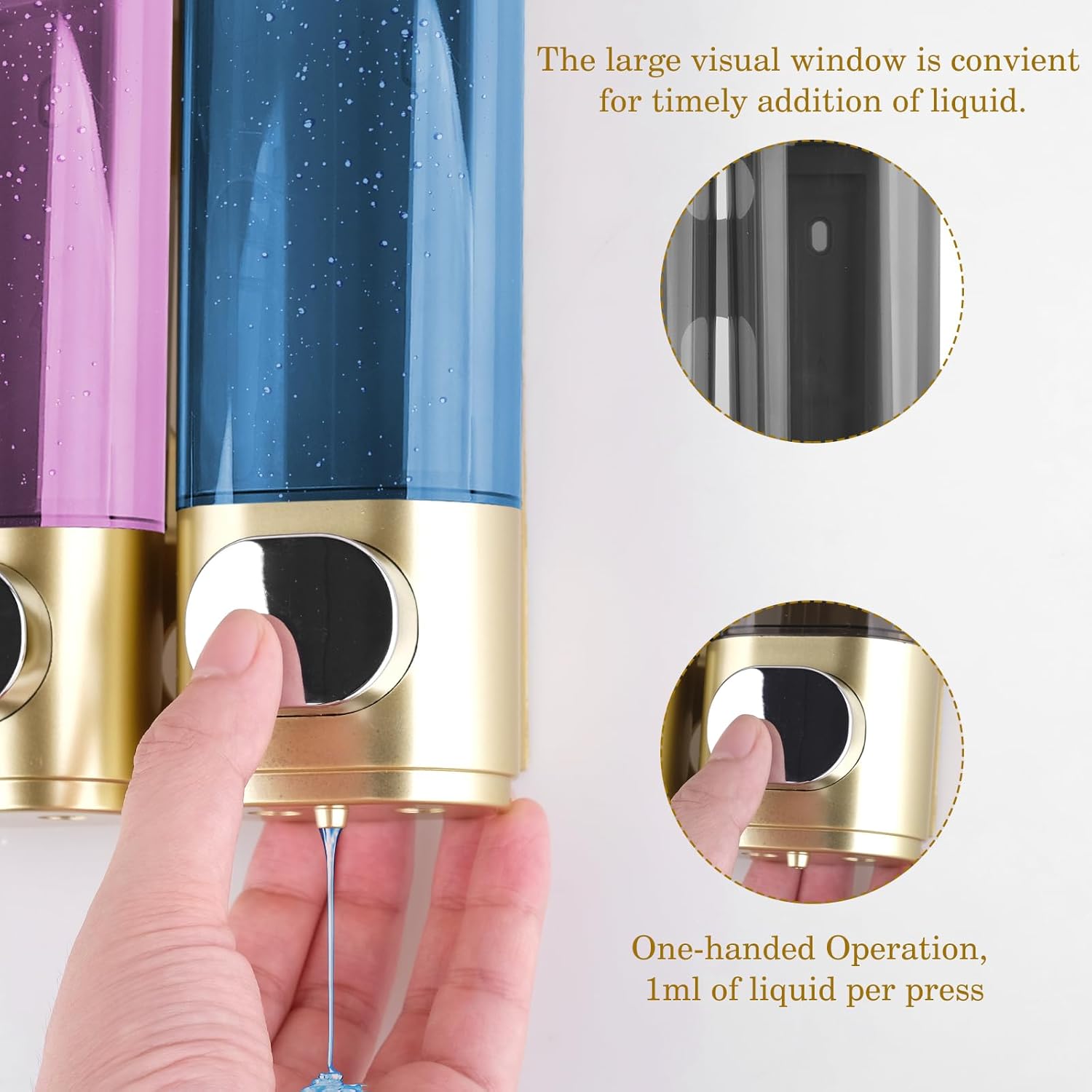 Dispensador de jabón de ducha montado en la pared, dispensador de champú de 3 x 10.1 fl oz para pared de ducha sostiene champú, acondicionador, gel